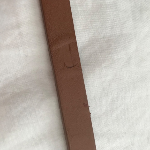 Light Brown Tan Skinny Buckle Belt Length 35" Width 1/2" - Picture 3 of 7